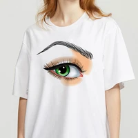 face sexy eyebrows lip printing cotton tops ladies o neck t shirt summer style fashion harajuku style women tee shirts