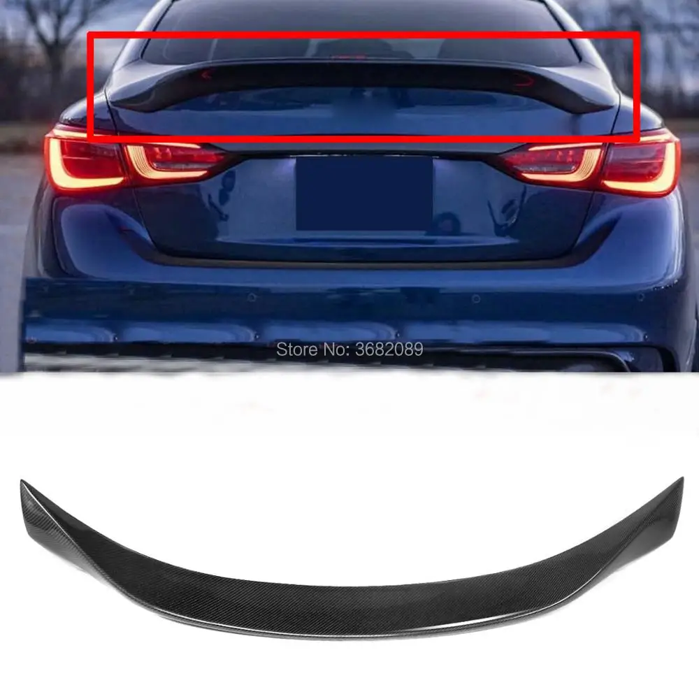 Carbon Fiber Visor Rear Trunk Wing Spoiler Q50 Style Boot Top Lip Retrofit For Infiniti Q50S V37 Sedan 2014-2019 2018 2020 | Автомобили и