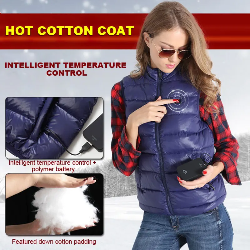 ZYNNEVA женский жилет с электрическим подогревом зимний хлопковый теплый уличная
