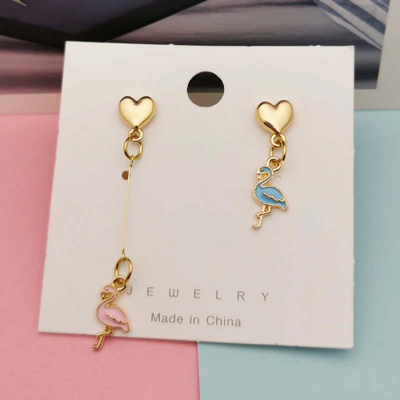 20 штук капли масла мини Фламинго в форме эмаль подвески виде металлической