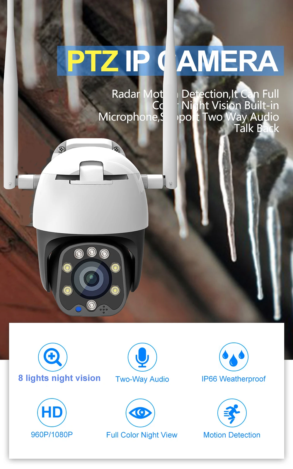 1080P PTZ IP камера Wifi наружная скоростная купольная беспроводная видеокамера с Wi-Fi панорамирование Двусторонняя аудио сеть видеонаблюдения