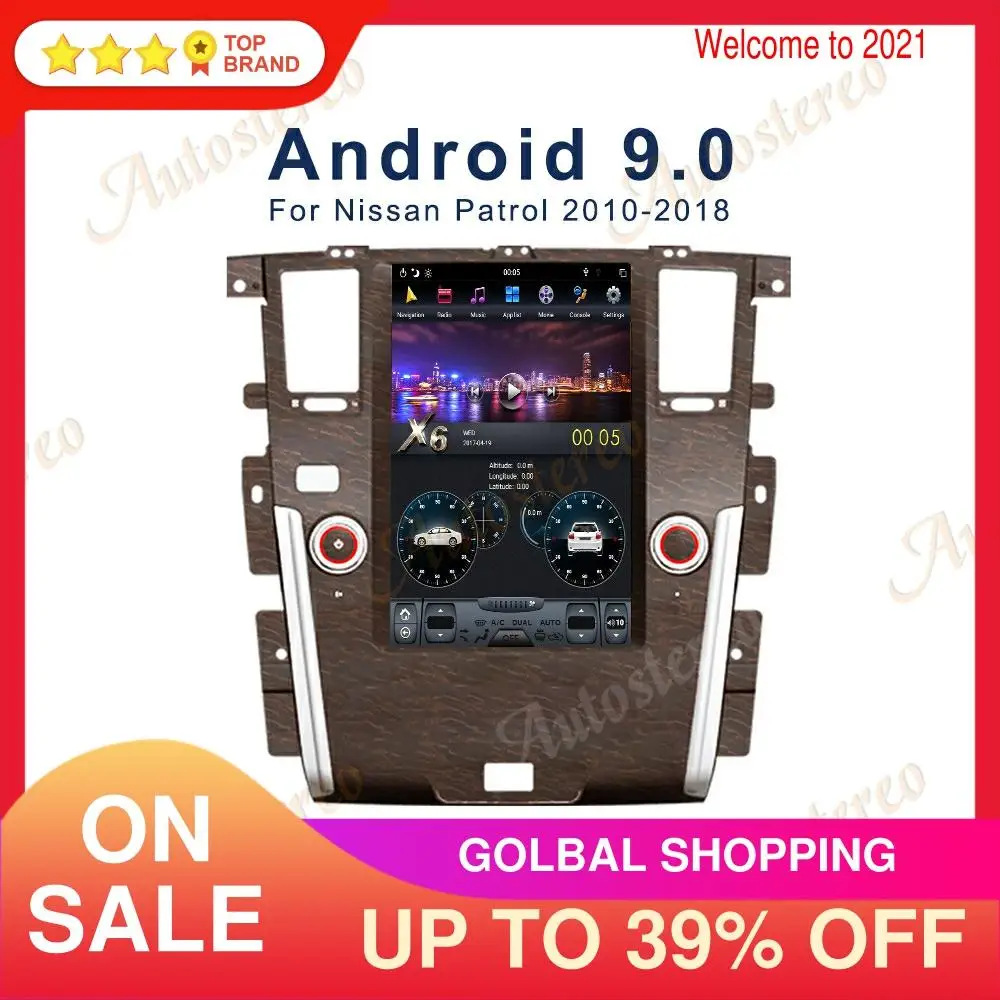 

PX6 Android 9.0 Tesla Style Car GPS Navigation For NISSAN PATROL 2010-2019 Head Unit Multimedia Player Auto Radio Tape Recorder