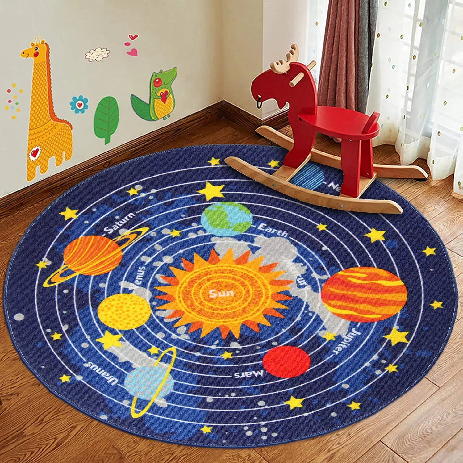 

2 In 1 Blue The Solar System Theme Play Mat & Toy Storage Bag Baby Soft Space Play Pad Toys Infant Planet Carpet Rug Kids Toy