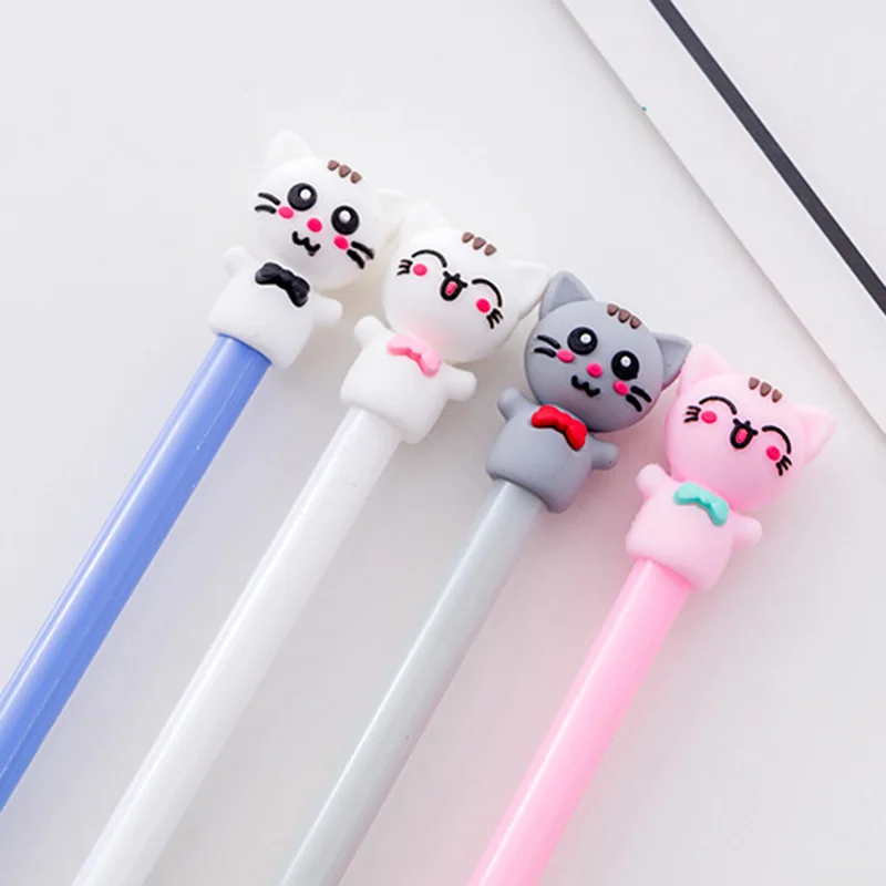 

4PCS/set cute lucky cute cat modeling gel pen 0.5mm pen student pen prize stationery school supplies