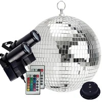 thrisdar dia25cm 30cm rotating disco mirror ball with 2pcs remote control rgb beam pinspot lamp party disco ball stage light