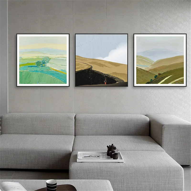 Абстрактный пейзаж ваза морской остров Снежная гора большое дерево дорога холст