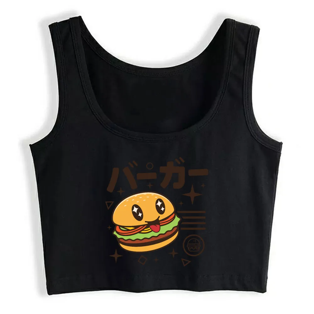 

Crop Top Women Kawaii Japanese Anime Burger Harajuku Tank Top Women Sleeveless Women Clothes