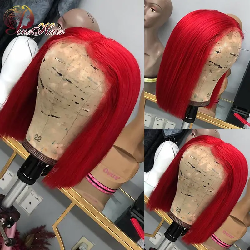 

Cheap Short Bob Wig 13X1 Lace Part Human Hair Wigs Burgundy Red 99J Remy Indian Straight Short Bob Wig 99J Lace Wigs Preplucked
