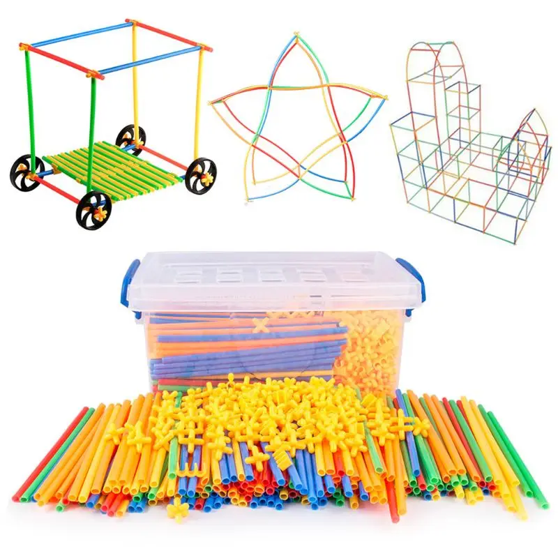 

1 Set Colorful Plastic Straw Assembled Children Building Blocks Educational Puzzle Toy