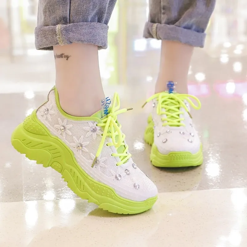 Женские кроссовки со шнуровкой Повседневные Дышащие эспадрильи ярких цветов на