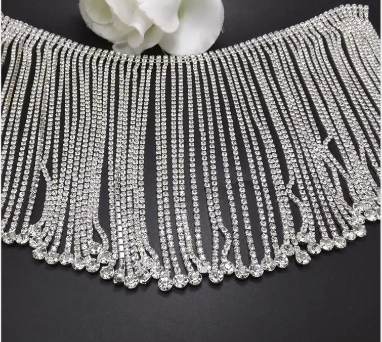 Высокого качества с бахромой украшением в виде кристаллов Стразы отделка 100 cm/lot