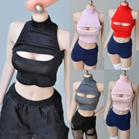 in stock 16 scale female cut shoulder open chest tight t shirt clothes accessory model for 12 ph tbl figure body toy