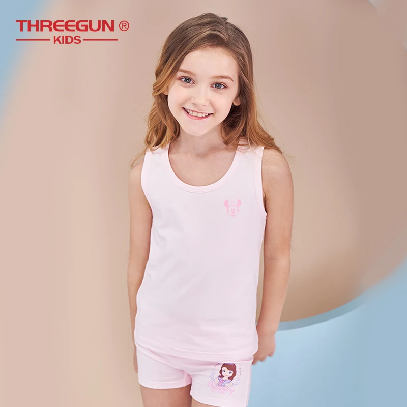Хлопковая майка THREEGUN X Disney жилет для детей подростков Летняя Повседневная Нижняя