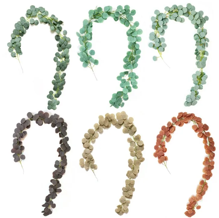 Гирлянда из зеленых листьев эвкалипта Вистерия Искусственная ЦВЕТОВ ротанг