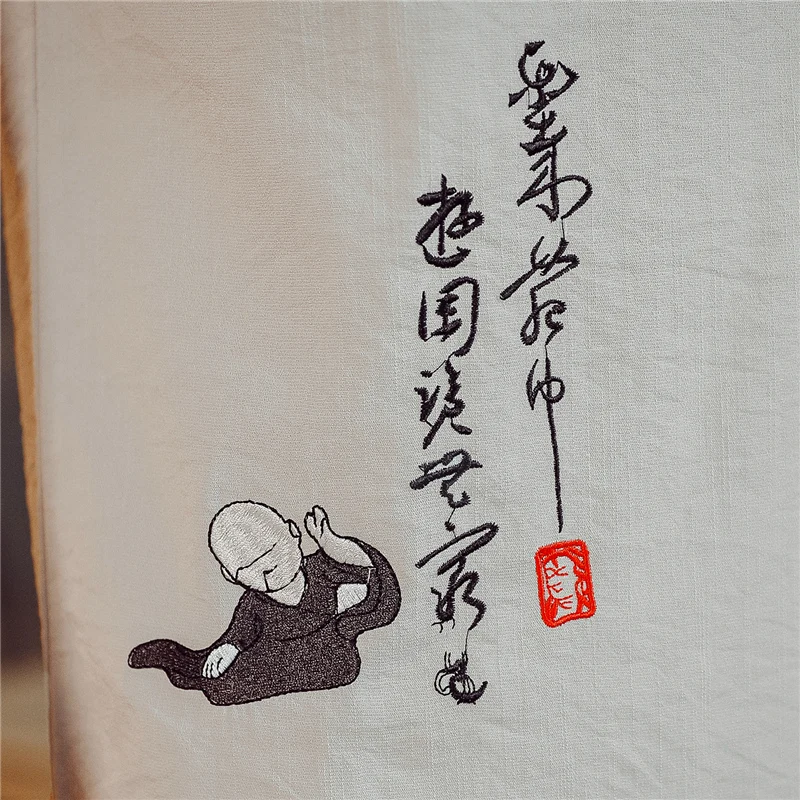 

Fashionable Chinese Style Men Casual 2piece Set Summer Comfortable Breathable Male Embroidery Short-sleeved T-shirt and Trousers