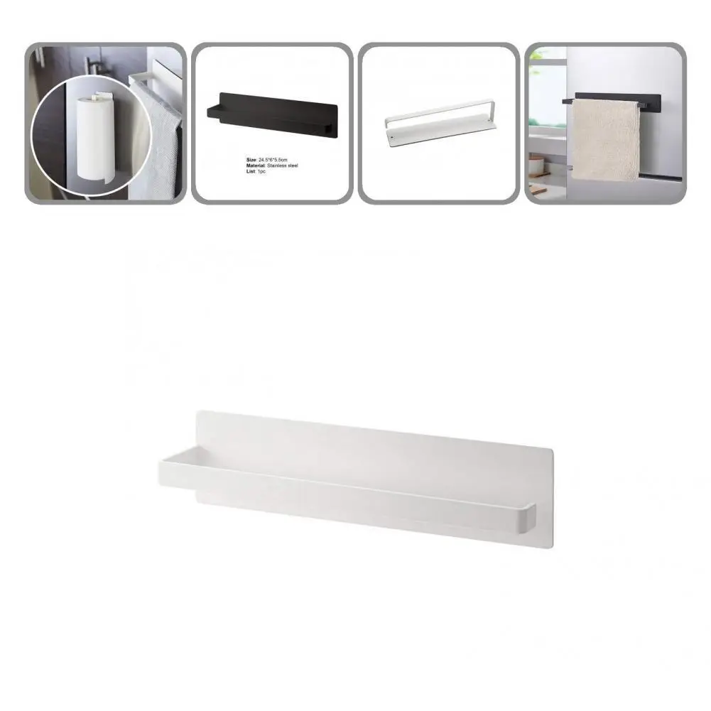 

2 Colors Attractive Punch-free Reliable Towel Holder Stainless Steel Toilet Paper Holder Wall Mounted for Gifts
