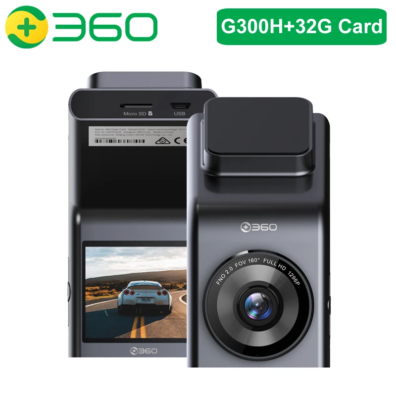 Видеорегистратор G300H с картой 32 ГБ 360 дюйма 1296P FHD 160|Видеорегистраторы| |