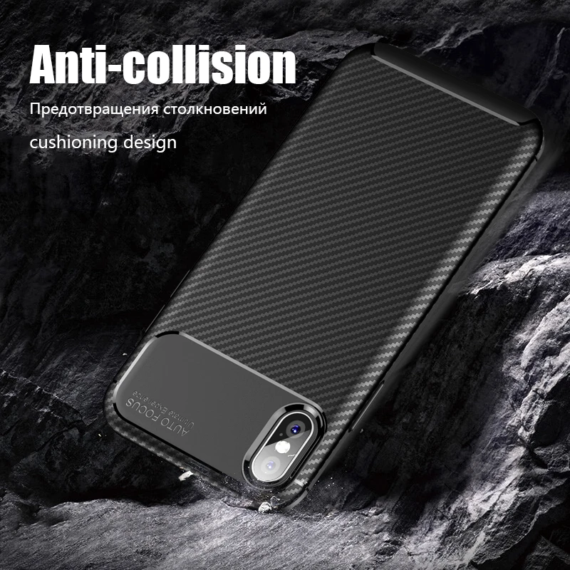 Противоударный мягкий матовый Силиконовый чехол из углеродного волокна для iPhone