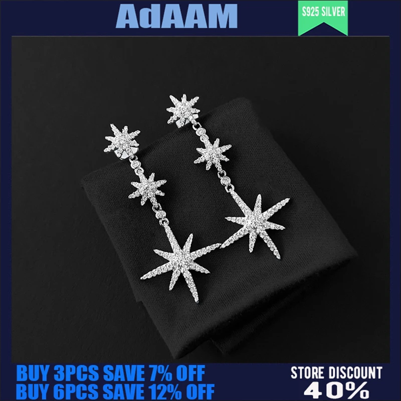 

S925 Sterling Silver Summer New Star Earrings Women's Fashion Personality Simple Star Mid-length Earrings Luxury Jewelry Gifts