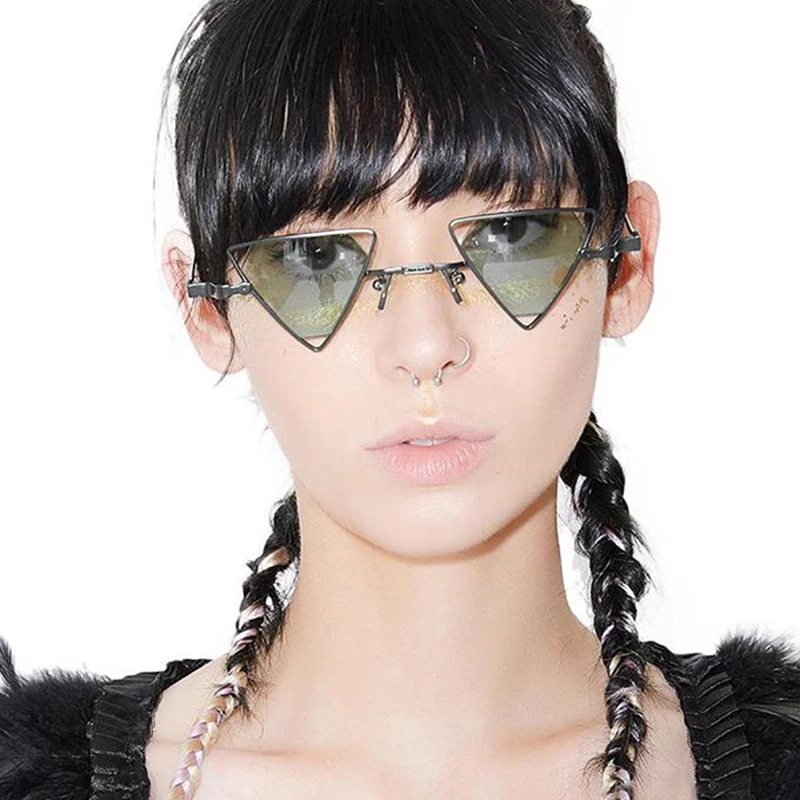 Ретро солнцезащитные очки Steappunk странные Модный треугольный полый аксессуар для