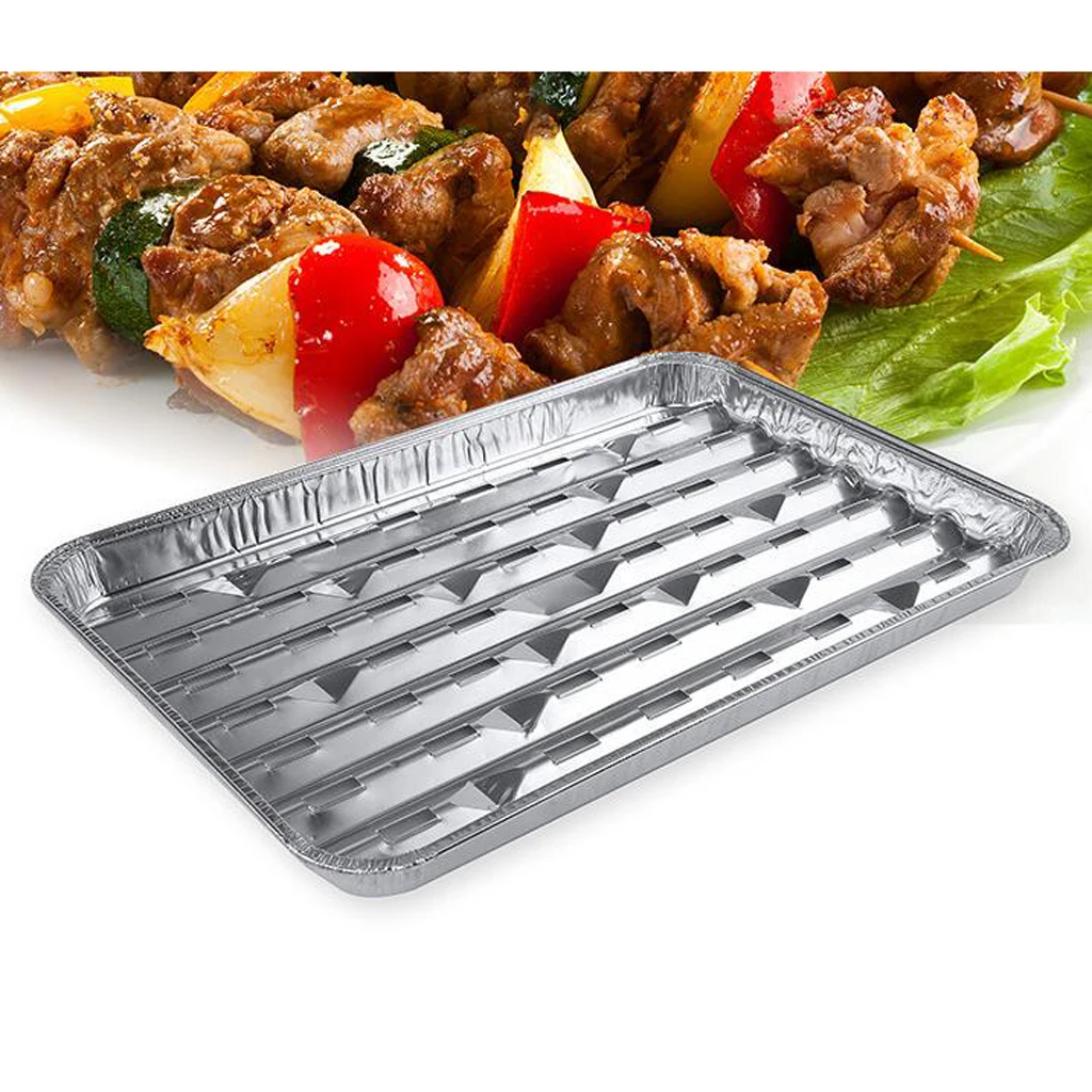

20x Disposable Aluminum Foil Barbecue Grilling Tray Fish / Vege Roasting Pan