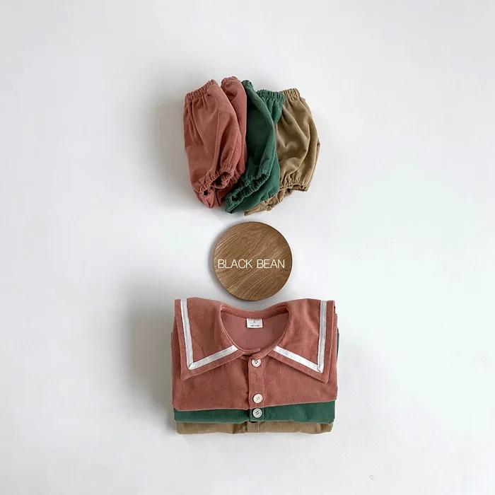 Комбинезон детский хлопковый с матросским воротником и шортами Осень-зима 2020 |