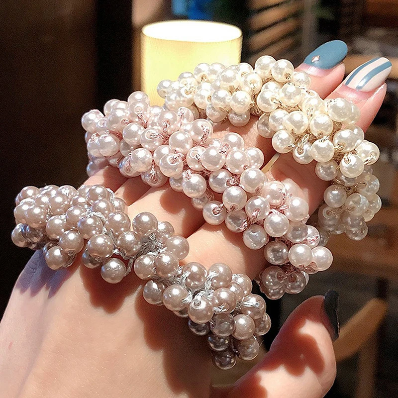 

1pc Woman Hair Ties Beads Girls Scrunchies Rubber Bands Ponytail Holders Hair Accessories Elastic Hair Band