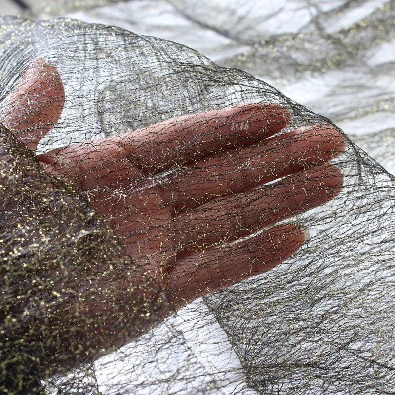 Вырезанная шелковая паутина кружево тюль паук Золотая и серебряная ткань