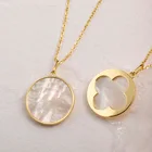 Мода ожерелье 925 стерлингового серебра 18 мм белым перламутром, ожерелье с круглой подвеской для женщин воротник шик, ювелирные изделия в качестве подарка