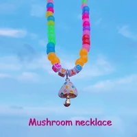 90s aesthetic rainbow bead letter mushroom necklace for women y2k jewelry vintage cute charms necklace 00s style friends gifts