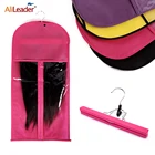 Недорогая сумка для хранения волос Alileader с вешалкой, деревянная вешалка для наращивания волос, держатель для хранения парика, желтая фиолетовая розовая сумка для парика
