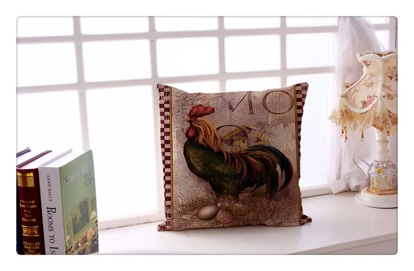 

Retro Rooster Series Peach Skin Sofa Cushion Hugging Pillow Case Bedroom Living Room Pillow Case Lumbar Pillow Wholesale