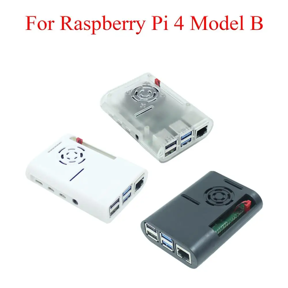 

Корпус для Raspberry Pi 4B, защитный корпус из АБС-пластика, корпус с охлаждающим вентилятором, 3 радиатора для Raspberry Pi 4, Модель B