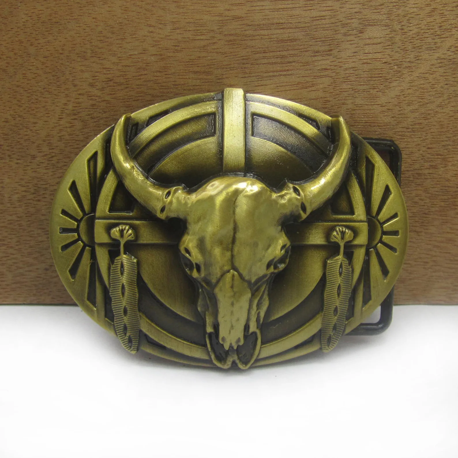 Мужская Ретро пряжка BuckleClub в виде Головы Быка западном стиле Ранняя латунная