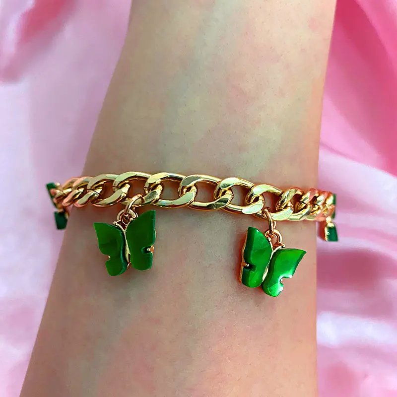 JJFOUCS 2020 модный новый золотой серебряный цвет 16 браслеты с бабочками милый