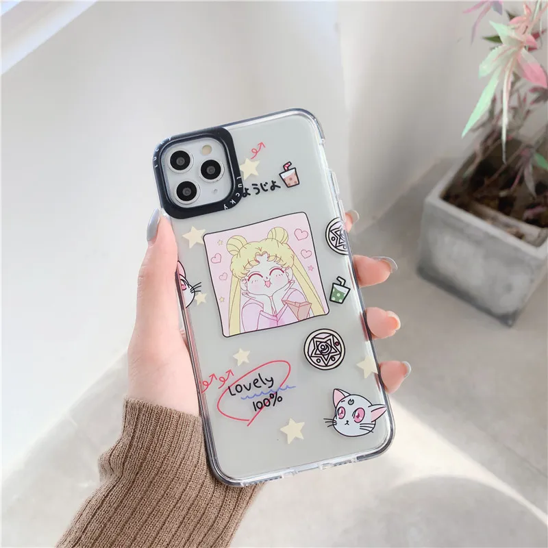 Забавный милый чехол для телефона Sailor Moon iphone 11 Pro Max 7 8 plus X XR XS модный прозрачный