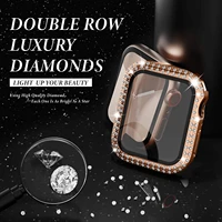 diamond case for apple watch 7 45mm 41mm 44mm 40mm 42mm 38mm accessories bling bumper protector cover iwatch series 7 3 4 5 6 se