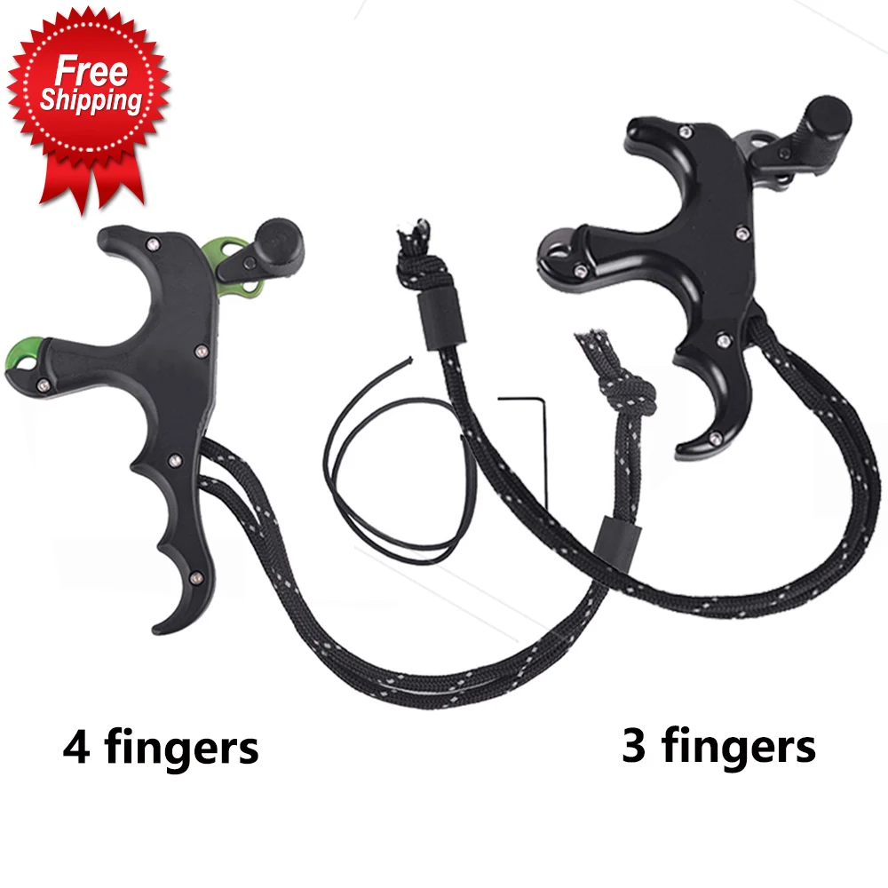 

4 Finger Archery Anti lost Wrist Strap Release Aids Aluminum Alloy High-Quality Hunting Accessories
