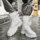 Уличные кроссовки в стиле хип-хоп, танцевальные повседневные ботильоны из искусственной кожи, Классические высокие ботинки со шнуровкой, мужские кроссовки
