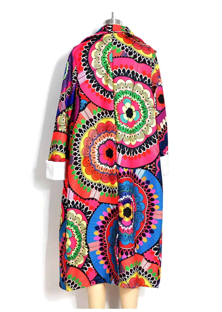 Пальто женское осеннее длинное с винтажным принтом 2020 | Женская одежда