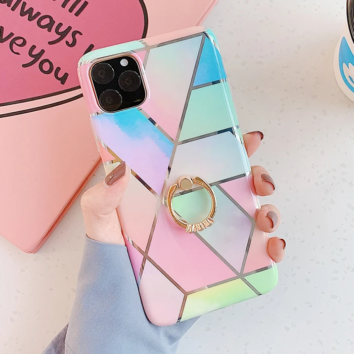 Чехол для телефона LACK для iPhone 11 11Pro Max XR X XS Max 6 6S 7 8Plus Роскошный Мраморный чехол с кольцом-подставкой - Color: Style 14