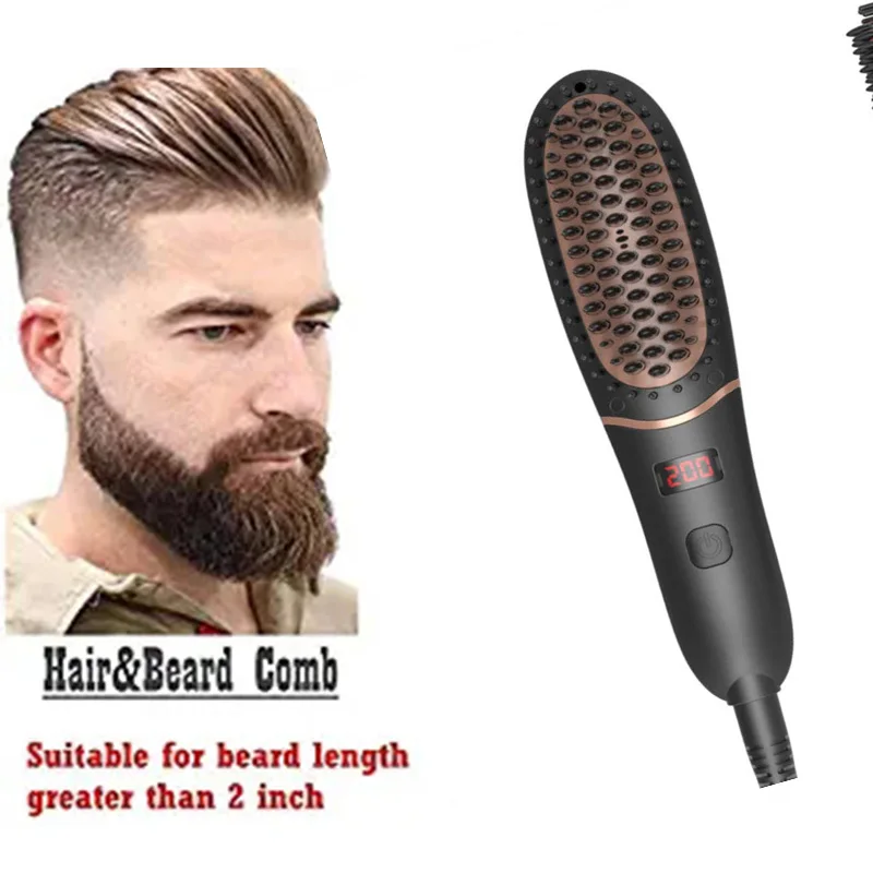 

Beard Straightener for Men, Ionic Beard Straightening Comb with Anti-Scald Feature, Heated Hair Straightener Brush for Men & Wom