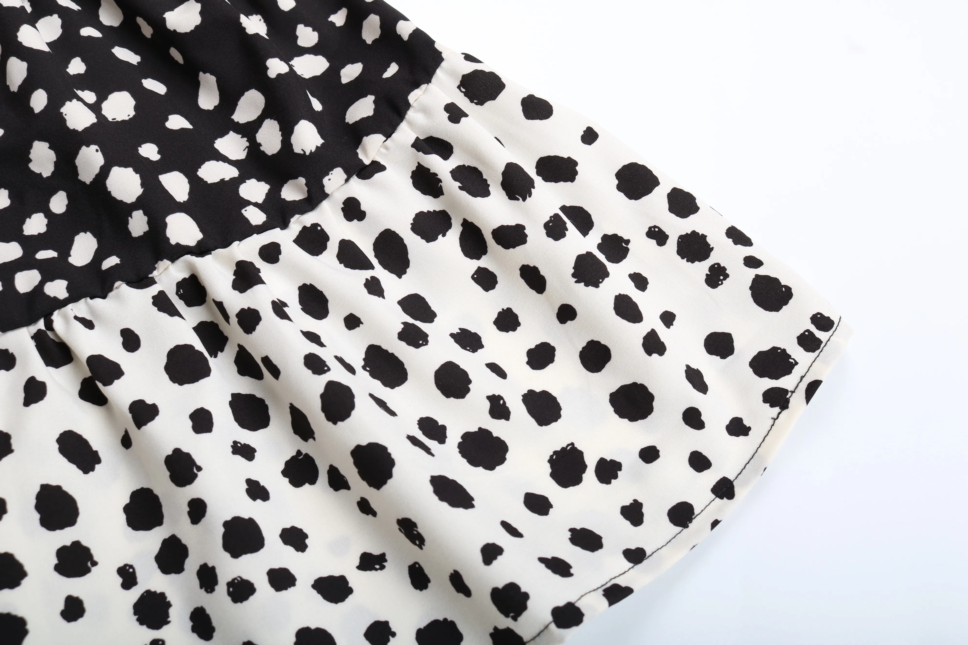 Chiffon Dress Woman French Chiffon Polka Dot Long Sleeve Dress 2021 Fall Female Round Neck Black And White Loose Dress Vestidos