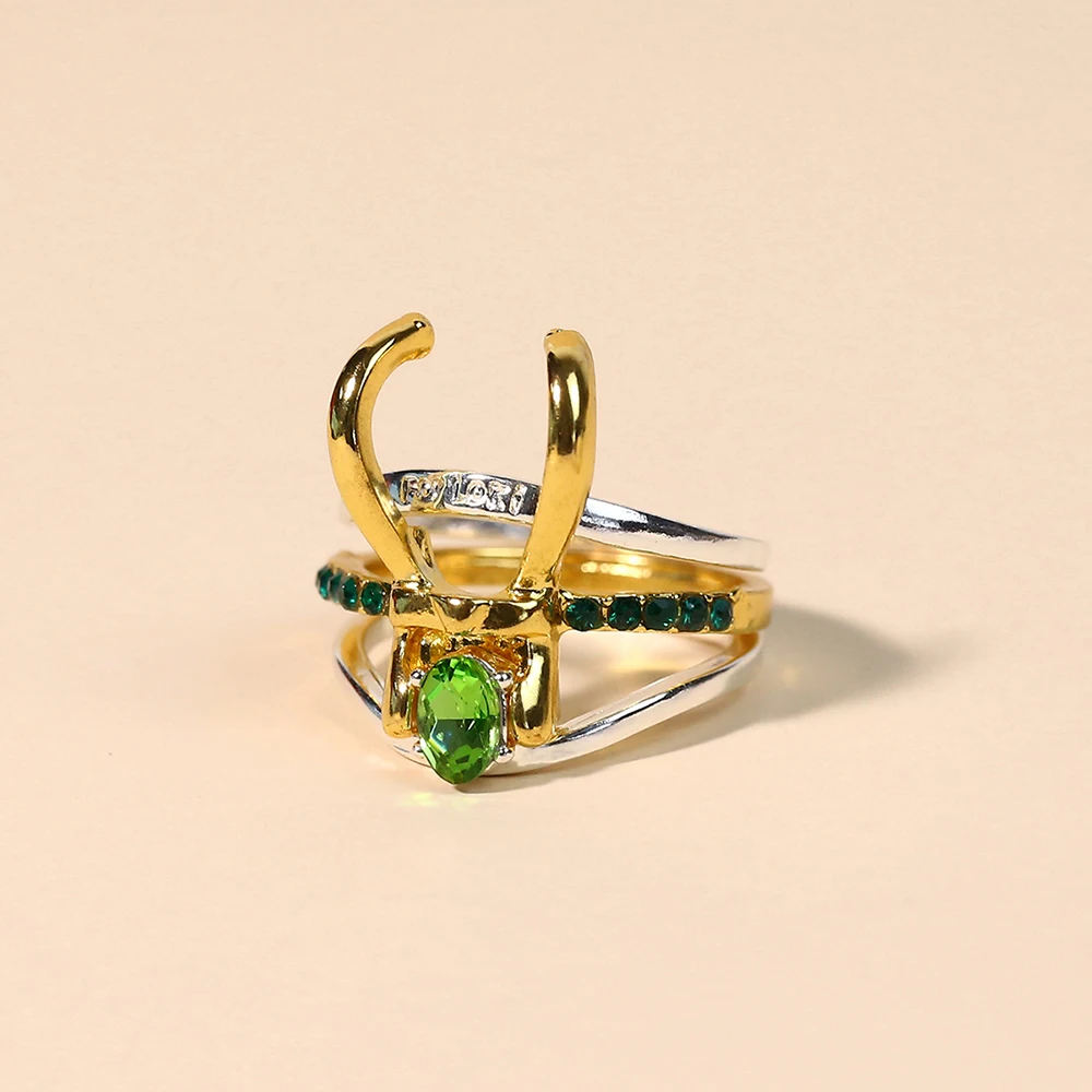 Набор из 3 колец в стиле унисекс с принтом супергероя Тора Локи |