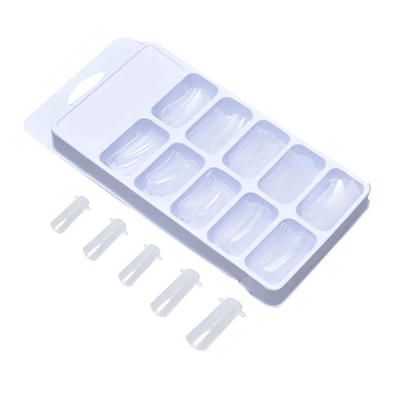 New 100 Pcs Clear Full Cover Nail Forms Acrylic False Fake Nails Quick Building Mold Tips Finger Extension | Красота и здоровье