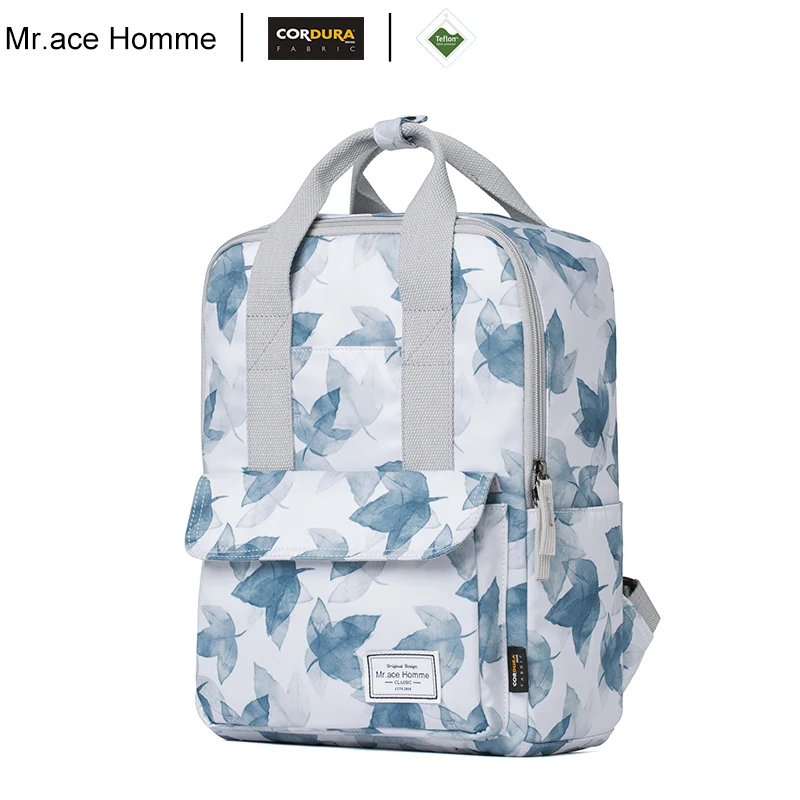 Квадратный рюкзак Mr.ace Homme с принтом синего кленового листа Женский