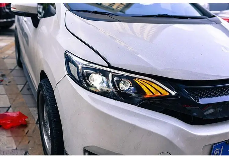 Cob боковые поворотные сигнальные части Automovil Стайлинг авто лампы светодиодные ходовые фары Задние Автомобильные фары в сборе 14 15 16 для Honda Fit