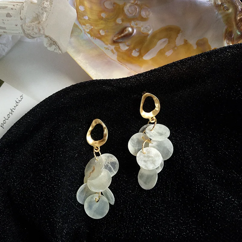 Корейские нестандартные матовые сережки S925 игла темпераментные круглые серьги