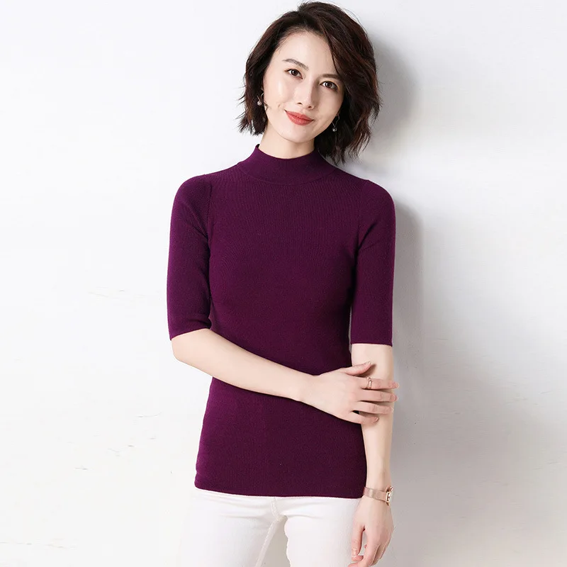 S-XXL 2019 размера плюс тонкий белый пуловер Женский вязаный свитер с высоким воротом