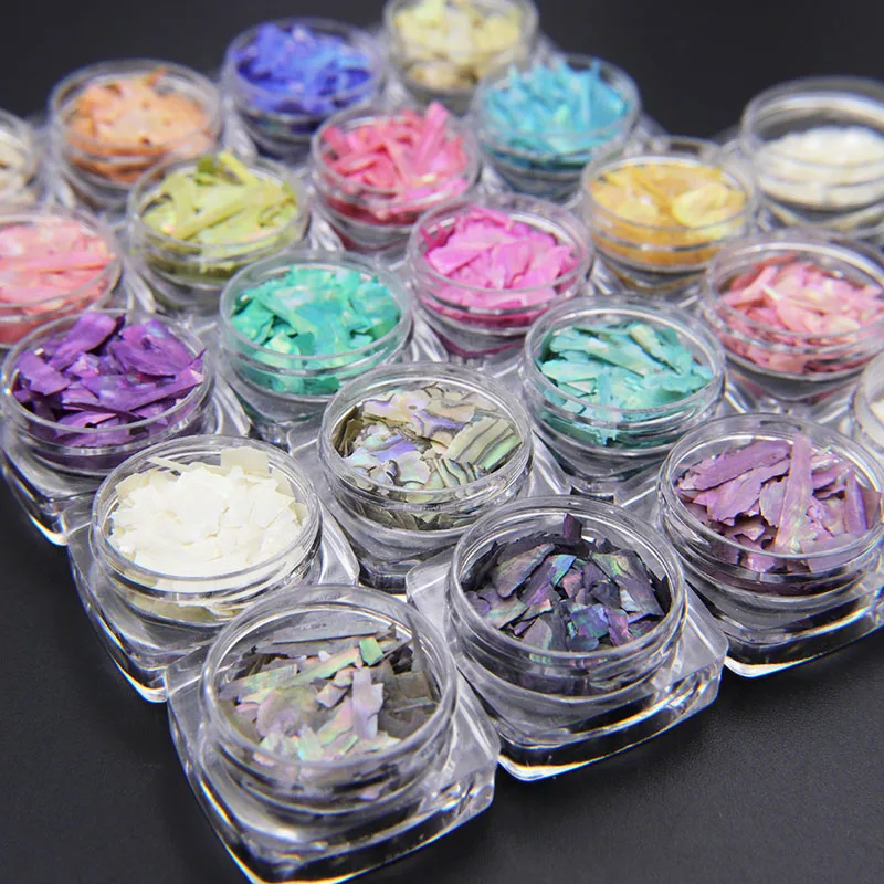 

11 цветов, тонкие натуральные Блестки для ногтей из ракушек, 3D украшения для ногтей своими руками THRK889